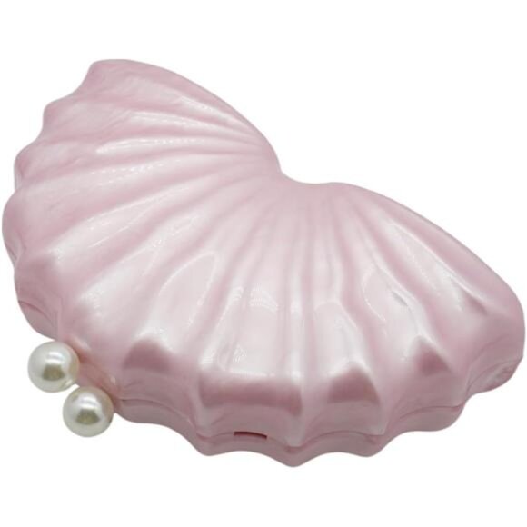 White Acrylic Shell Clutch | Evening Handbag with Detachable Chain - Picture 3 of 5